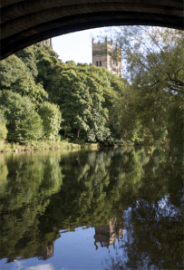 Durham Cathedral from the embankment of the River Wear