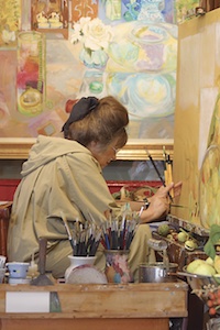 Christiane Kubrick at her easel Christiane Kubrick at her easel