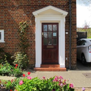 Diverter on downpipe and hose to seeper at ground level Diverter on downpipe and hose to seeper at ground level